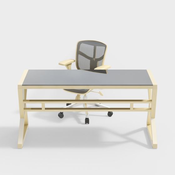 Chic Office Desk and Chair 3D model for Modern Spaces