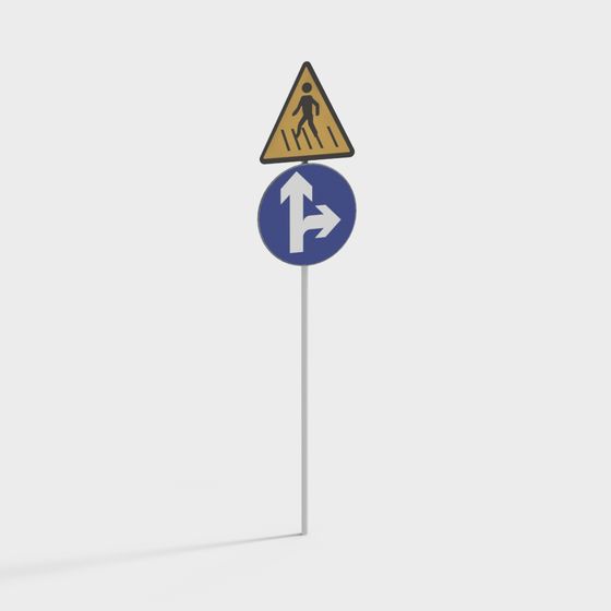 Stylish Pedestrian Crossing Sign 3D model