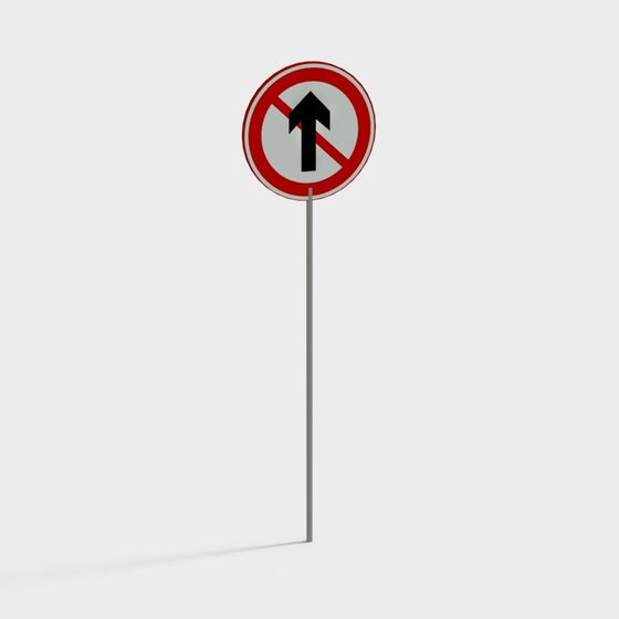 3D Model of No Straight Ahead Sign