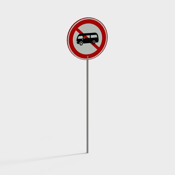 No Bus Passing Traffic Sign 3D model