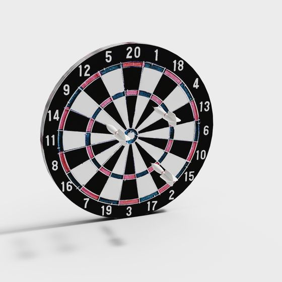Low Poly Dartboard 3D Model Design