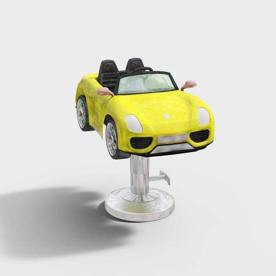 Children's Barber Chair 3D Model in Yellow