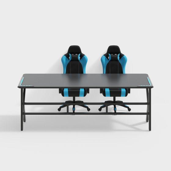 Dual Gaming Desk and Chair Set 3D model for Modern Spaces