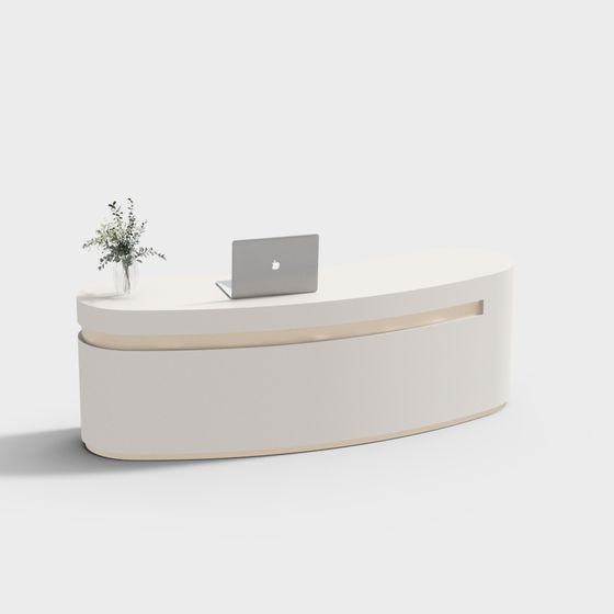 Stylish Oval Reception Desk 3D model for Modern Spaces