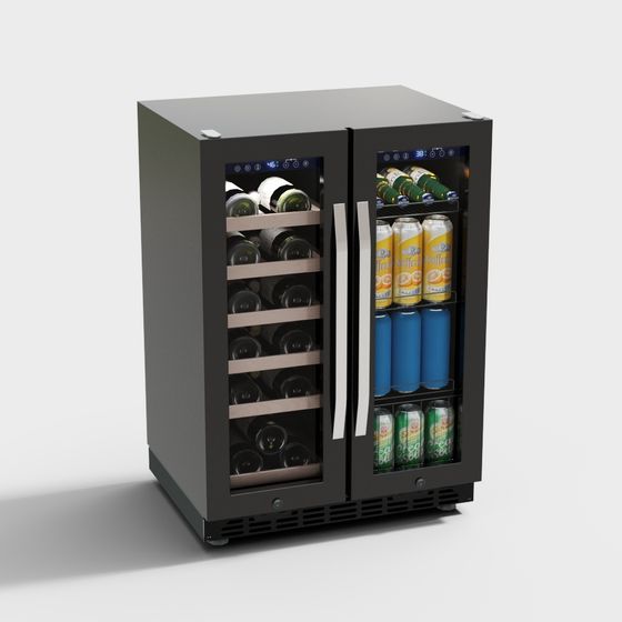 Sleek Double-Door Wine Cabinet 3D model