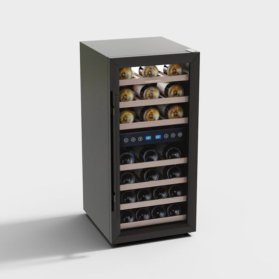 Stylish Low-Polygon Wine Cabinet 3D model