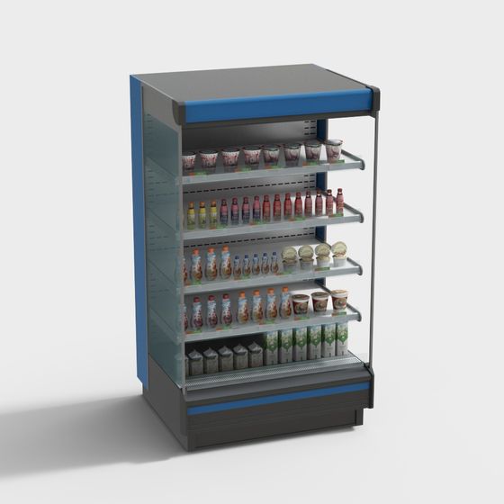 Stylish Low-Poly Refrigerated Display Case 3D model