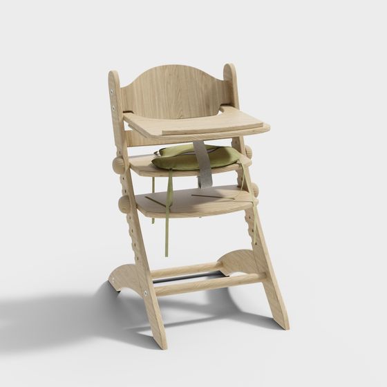 Charming Low-Poly High Chair 3D model