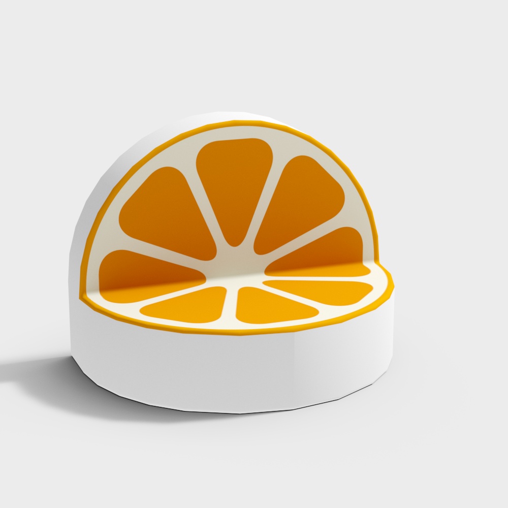 Vibrant Orange Slice Stool 3D Model – Playful Low-Poly Design