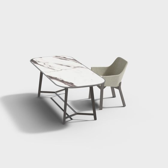 Urban Living Room Table and Chair Set 3D model