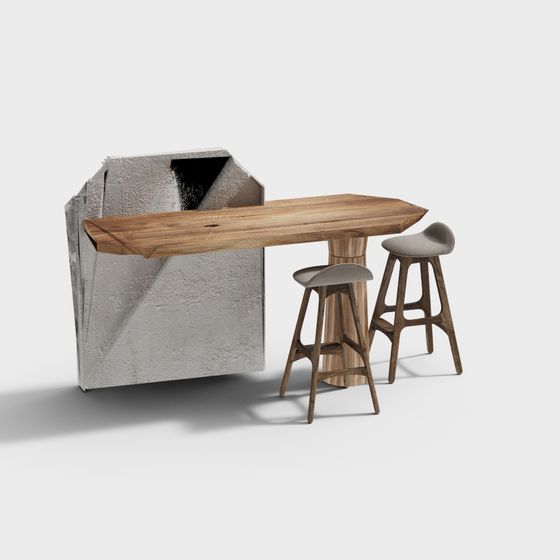 Concrete and Wood Table 3D model
