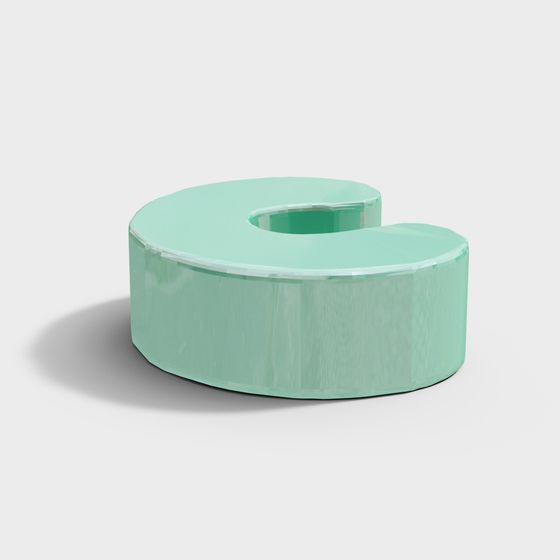 Minty Circle 3D Model - Modern Art Stool Design