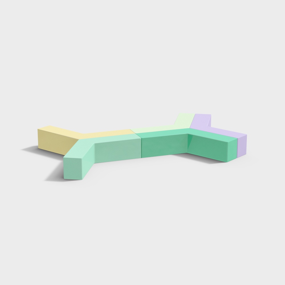 Colorful Modular Bench 3D model