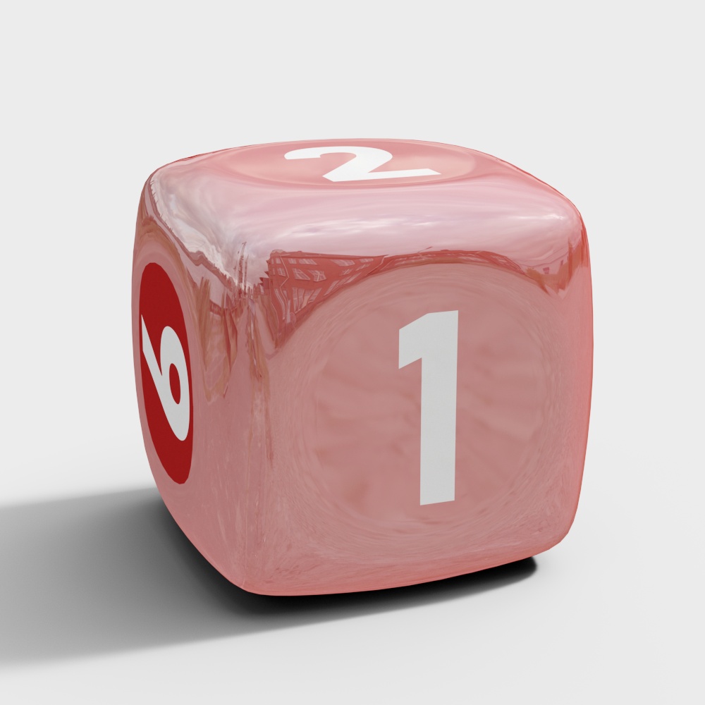 Stylish Polished Pink Dice 3D Model – Low-Poly Texture
