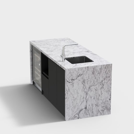 Minimalist Kitchen Island 3D model