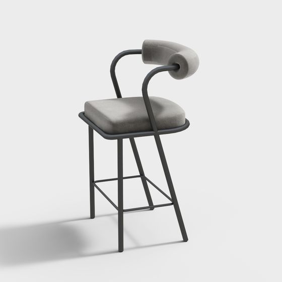 Elegant Low-Poly Bar Stool 3D model for Modern Interiors