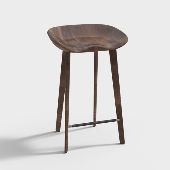 Sleek Streamline Bar Stool 3D model