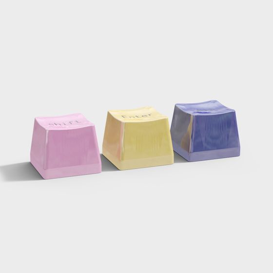 Vibrant Low-Poly Keyboard Keycaps 3D model