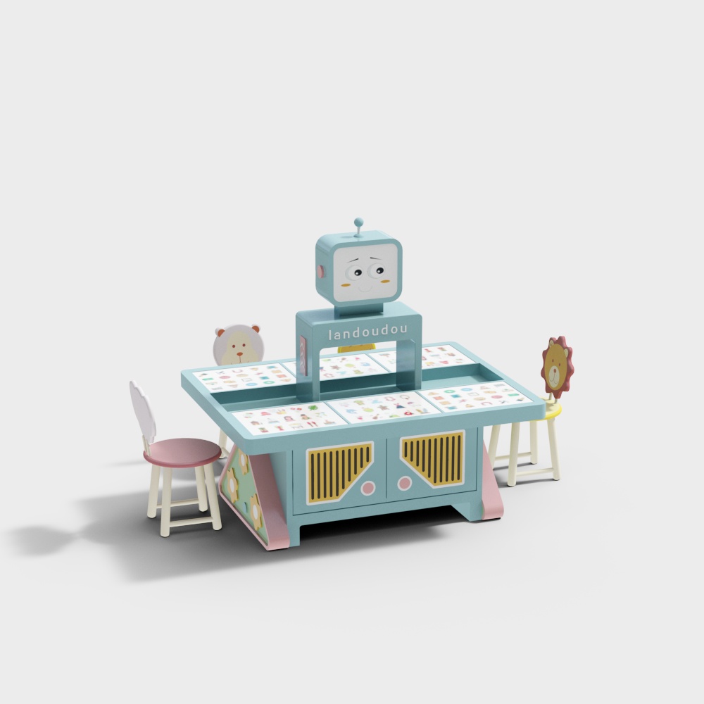 Children's Interactive Table 3D Model – Low-Poly Playful Design