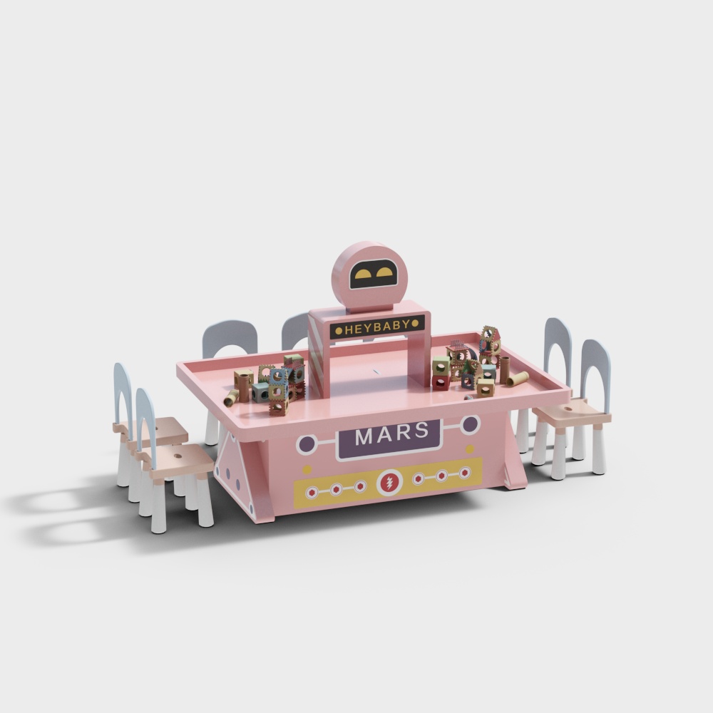 Mars Playroom 3D Model – Low-Poly Vibrant Design