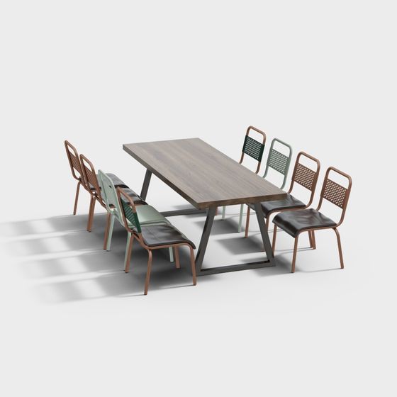 Urban Meeting Table and Chairs 3D model