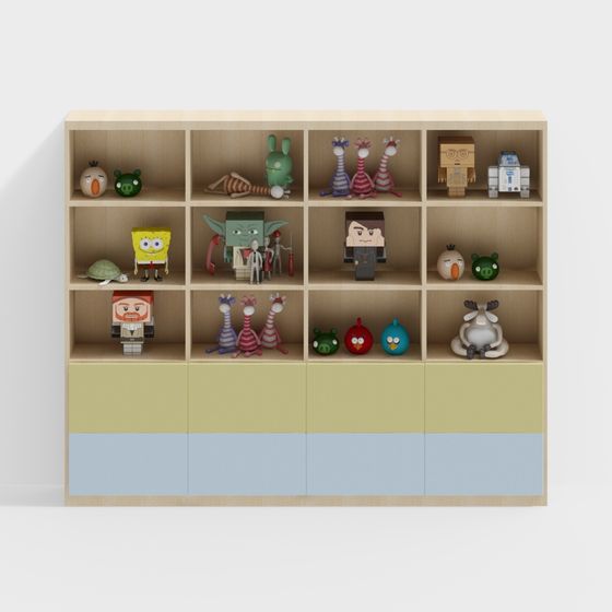 Whimsical Low-Poly Bookshelf 3D model