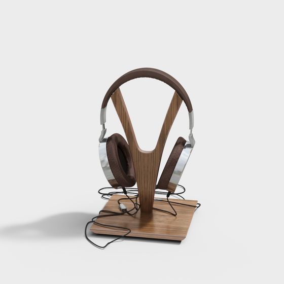 Stylish Wooden Headphone Stand 3D model