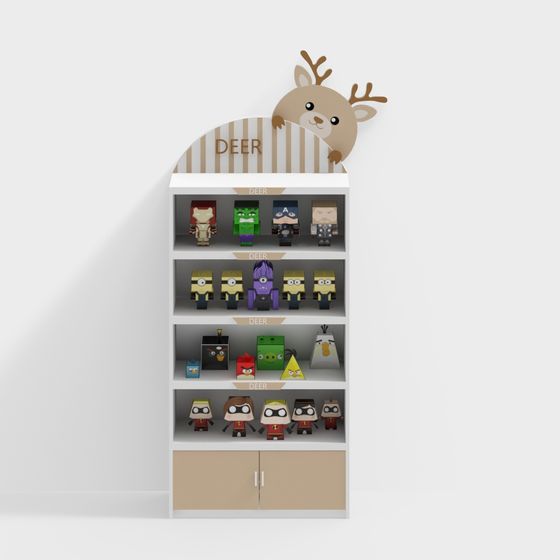 Playful Deer Display Cabinet 3D model for Creative Spaces