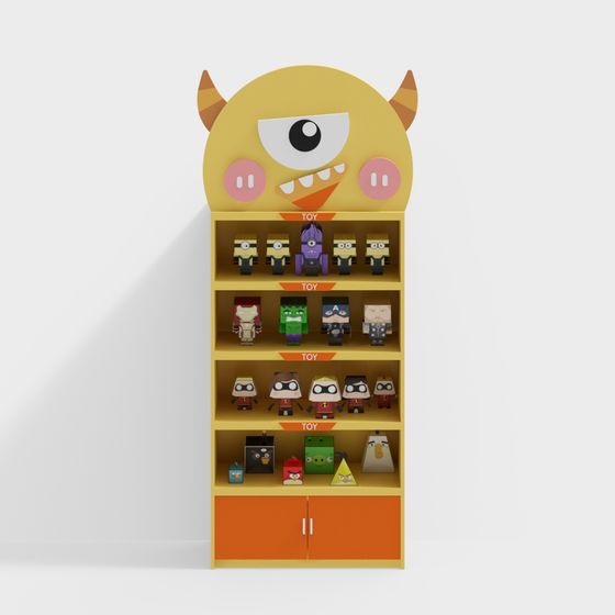 Playful Monster Toy Shelf 3D model