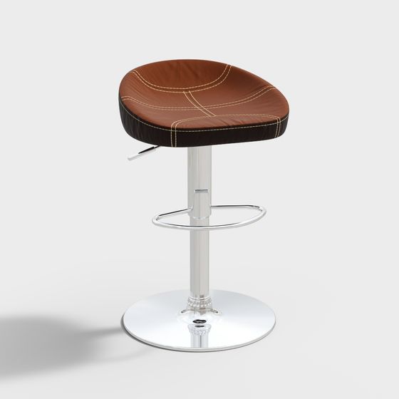 Stylish Leather Bar Stool 3D model for Modern Spaces