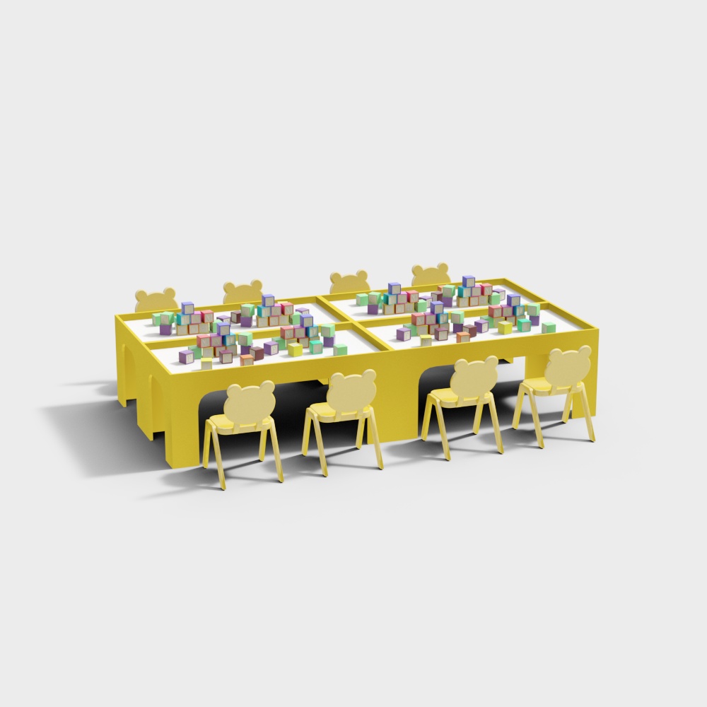 Combinación de mesa y silla de juguete para niños en parque de diversiones