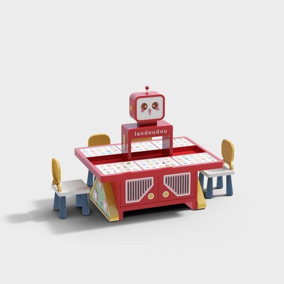 Children's Interactive Table and Chair 3D model