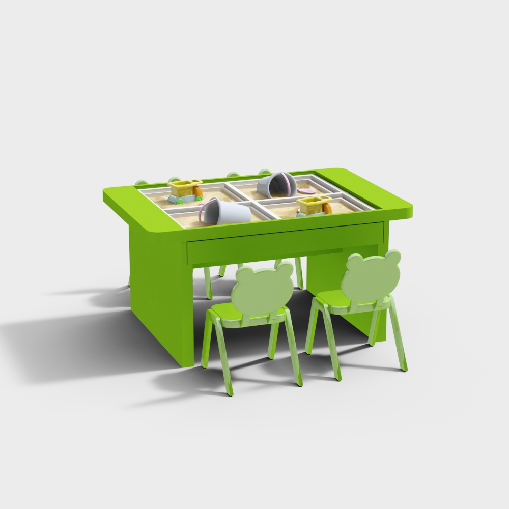 Combinación de mesa de arena y silla para niños en parque de atracciones