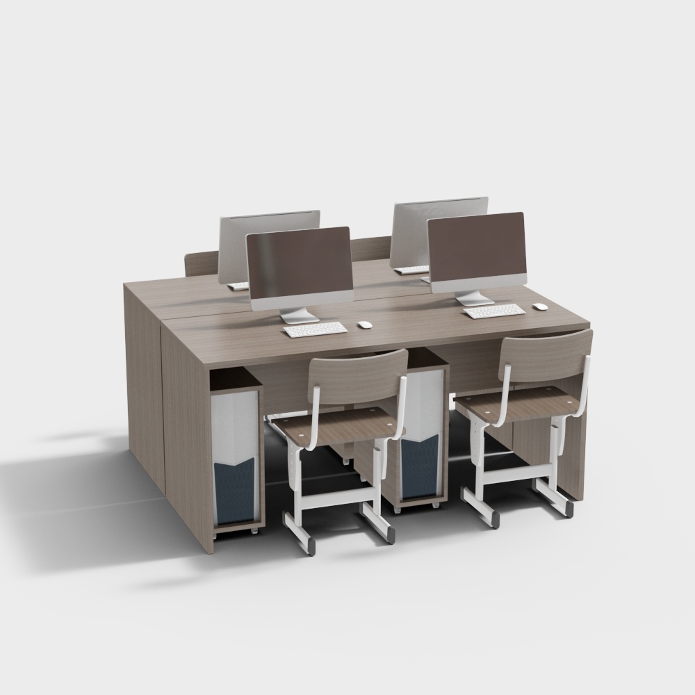 Multimedia classroom desk and chair combination