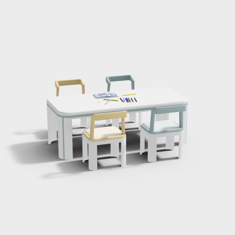 Combinación de mesa y silla infantil de jardín de infantes