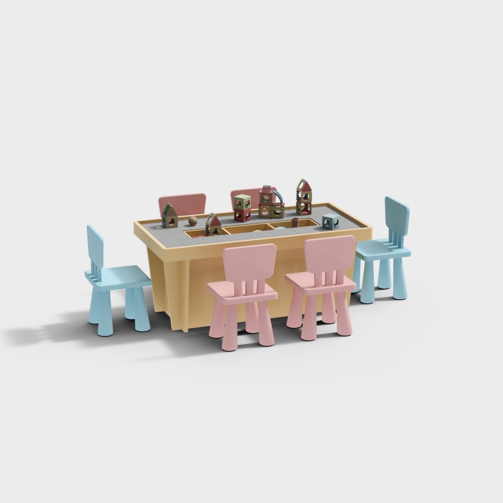 Children's educational toy table and chair combination