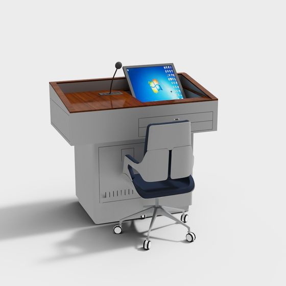 Minimalist Office Desk and Chair Set 3D model