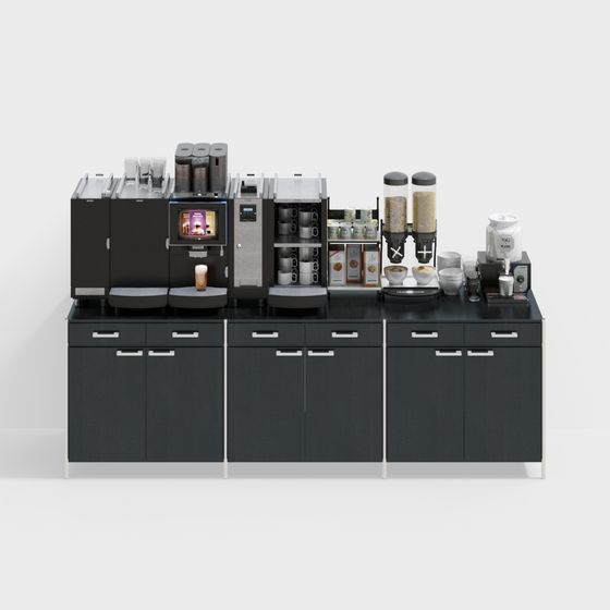 Modern Low-Poly Coffee Bar Counter 3D Model