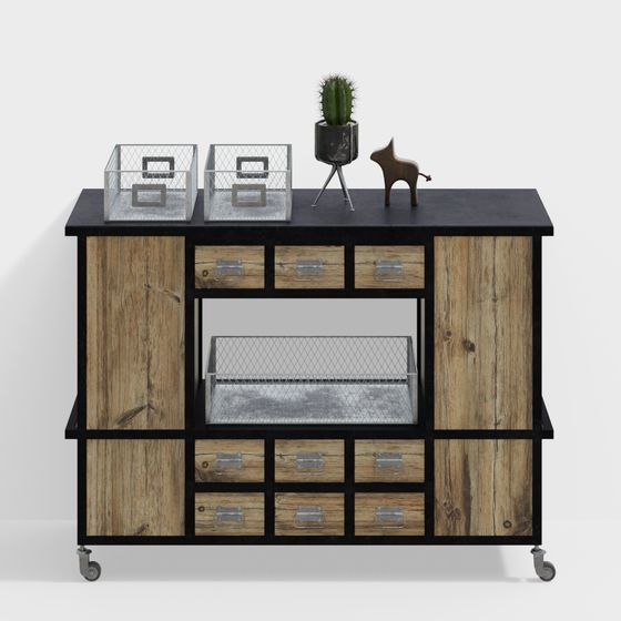 Vintage Industrial Cart 3D model for Creative Spaces