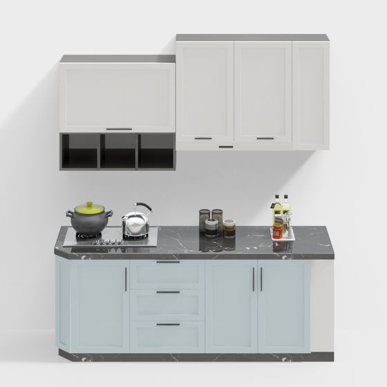 Elegant Minimalist Kitchen Cabinet 3D model Design