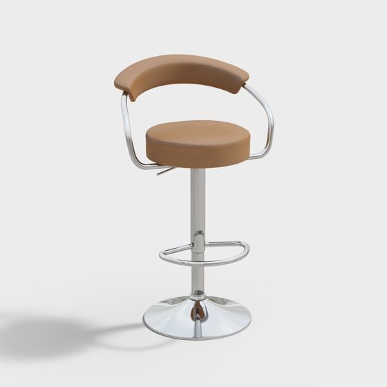 Elegant Mid-Century Modern Bar Stool 3D model