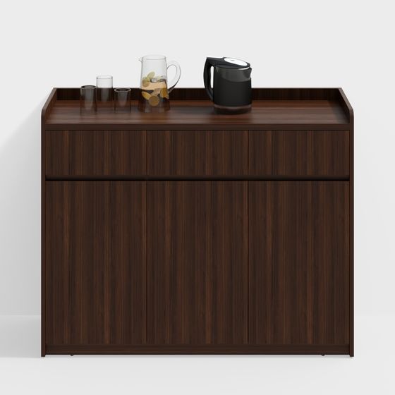 Elegant Wooden Coffee Corner Cabinet 3D model
