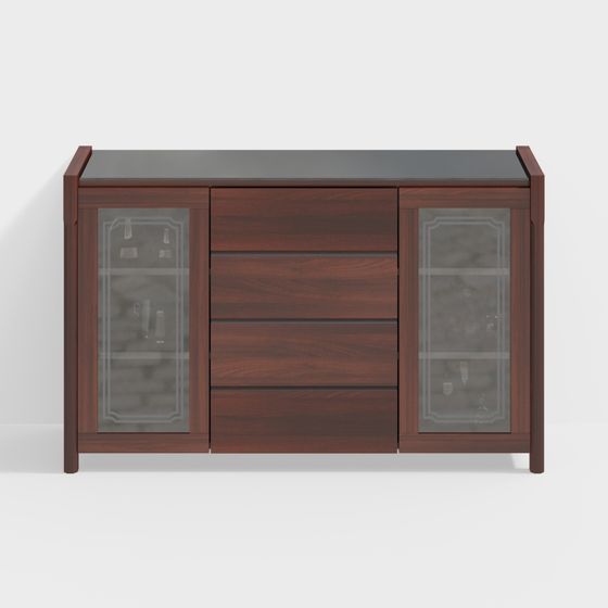 Elegant Low-Poly Side Cabinet 3D model