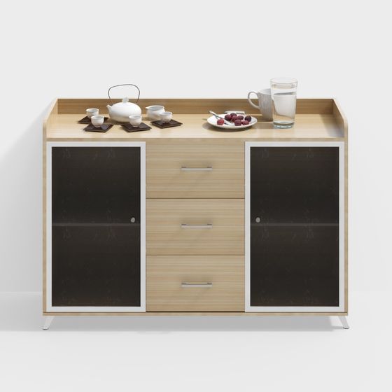 Elegant Wooden Tea Cabinet 3D model for Modern Interiors