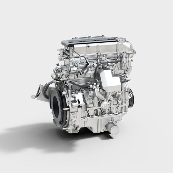 High-Detail Low-Poly Engine 3D Model