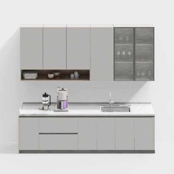 Modern Minimalist Kitchen Cabinet 3D model