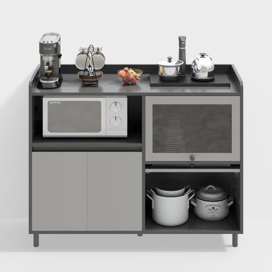 Stylish Low-Poly Kitchen Cabinet 3D model