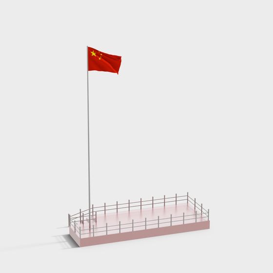Vibrant Low-Poly China Flag 3D Model