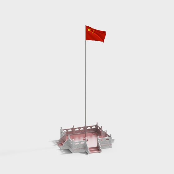 Elegant Low-Poly Flagpole 3D Model for Creative Projects