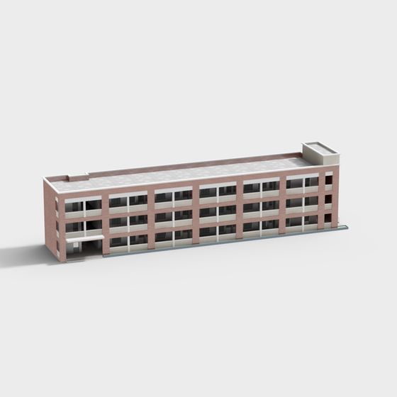 Elegant Low-Poly Multi-Story Residential Building 3D model